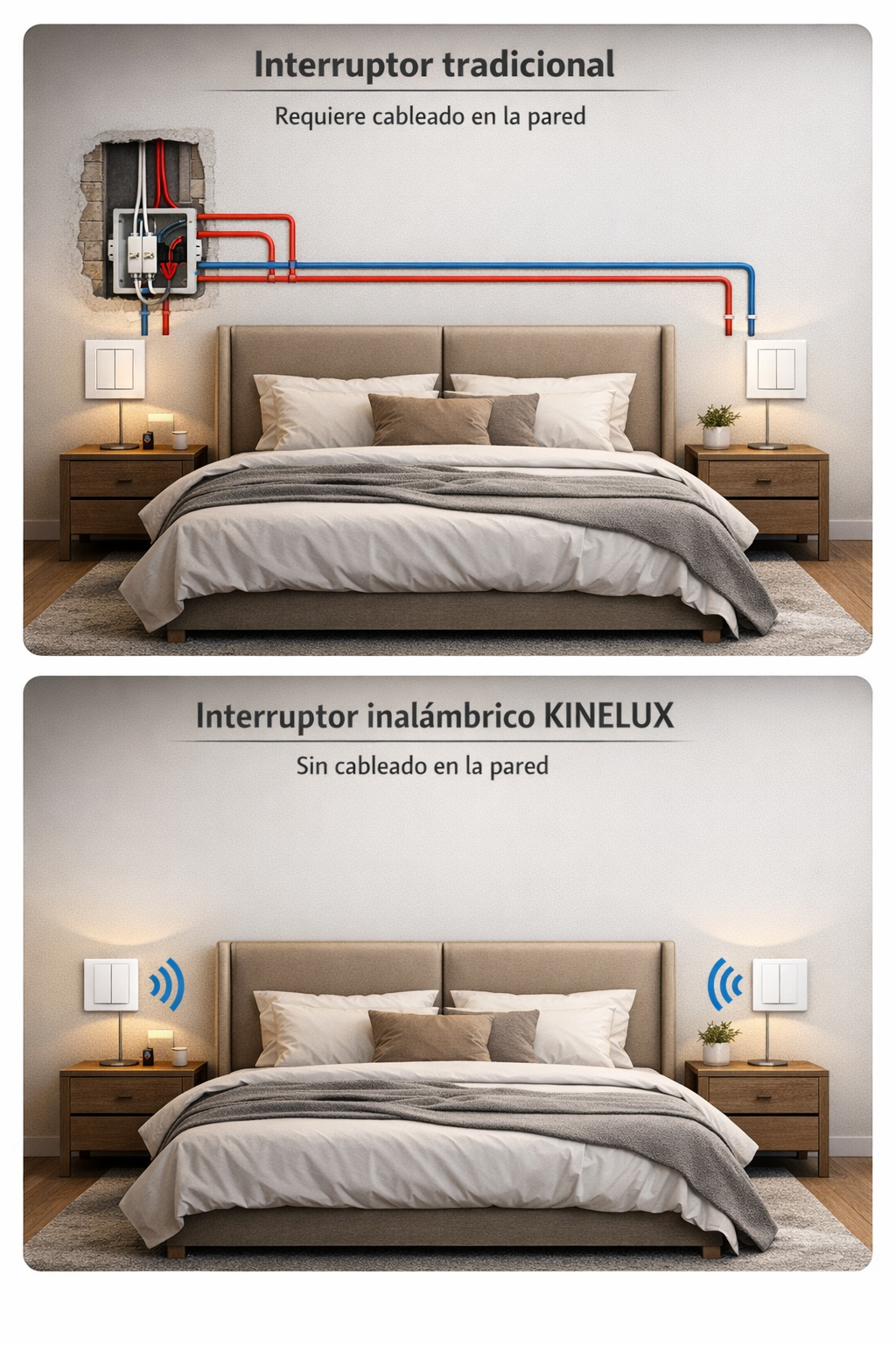 Kit Interruptor Inalámbrico Kinelux 2 Teclas + 1 Módulo Receptor